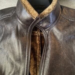 Marc New York Men's Brown Leather Jacket. Size: LARGE